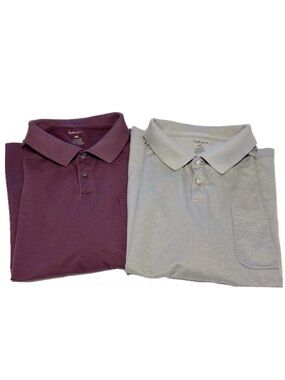 Van Heusen Men's Feeder Stripe Polo Shirts Bundle (Set of 2) XXL Pocket Casual